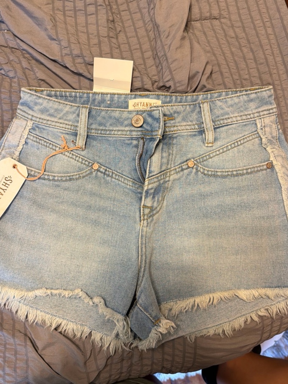 Shyanne Light Blue Frayed Hem Denim Shorts